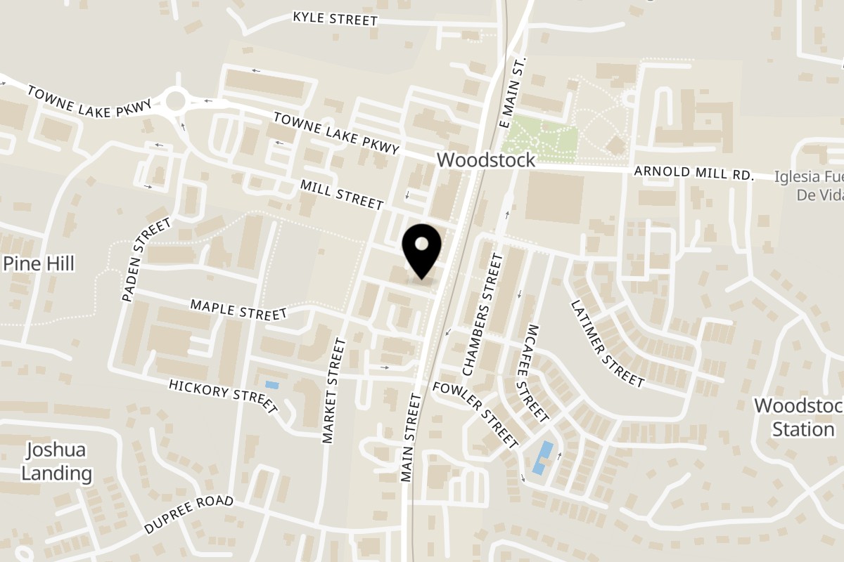 Map showing the location of Reel on 8670 Main St in Woodstock